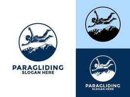 skärmflygning flygande sporter logotyp , hög äventyr skärmflygning logotyp design mall vektor