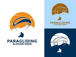 skärmflygning flygande sporter logotyp , hög äventyr skärmflygning logotyp design mall vektor