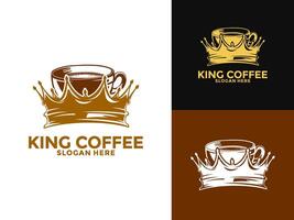 Kaffee mit Krone Logo Illustration, König Kaffee Logo, Kaffee Geschäft und Cafe Logo Design Vorlage vektor