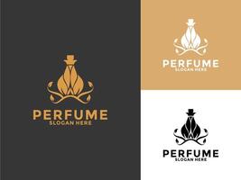 golden Natur Parfüm Flasche Logo Design, organisch Parfüm Logo Vorlage vektor