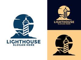 Leuchtturm Logo. Hafen Symbol. Licht Leuchtfeuer Symbol. maritim Turm Logo Illustration. vektor