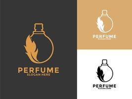 golden Natur Parfüm Flasche Logo Design, organisch Parfüm Logo Vorlage vektor