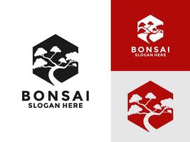 Bonsai Pflanze Baum Logo Symbol Design Vorlage, Bonsai Logo Design Silhouette, vektor