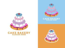 elegant Kuchen mit Sahne und Kirsche Logo , Kuchen Bäckerei Logo Vorlage vektor