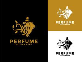 Diamant Parfüm Natur Logo Vorlage, Parfüm Logo Design Inspiration vektor