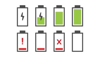 Satz von Batteriebenachrichtigungsvektordesign auf weißem Hintergrund vektor