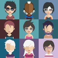 Människor avatarer med färgglada bakgrunder vektor