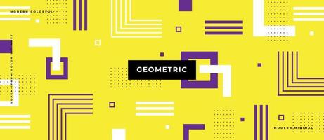 geometrisches nahtloses Muster. Memphis-Stil mit Quadrat, Linie, Punkt auf gelbem Hintergrund. vektor