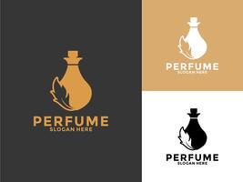 golden Natur Parfüm Flasche Logo Design, organisch Parfüm Logo Vorlage vektor