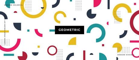 färgglada rörliga trendiga geometriska platt cirkel element. memphis stil mönster, linje, prick, form i vit vanlig bakgrund. vektor