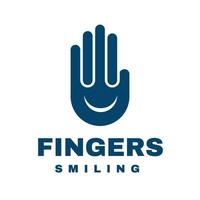 Hand Finger mit Lächeln Logo Design vektor
