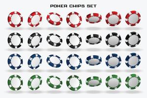 einstellen von 3d Kasino Poker Chips Design vektor