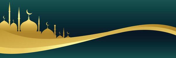 golden islamisch Banner mit Moschee Design vektor