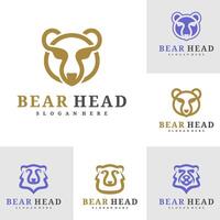 einstellen von Bär Logo Vorlage, kreativ Bär Kopf Logo Design Konzepte vektor