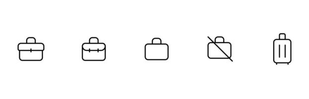 Aktentasche und Koffer Symbole. Reise Gepäck., Kabine Gepäck und prüfen im Gepäck. Reise und Büro Tasche Symbole. editierbar Illustration vektor