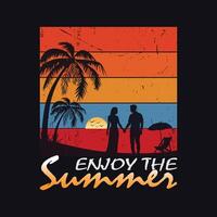 njut av de sommar par tid t-shirt design illustration vektor