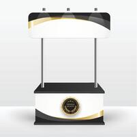 Luxus Produkt Anzeige Zähler schwarz Gold isoliert von das Weiß Hintergrund. Anzeige Tabellen zum Verkauf. Design Illustration. vektor