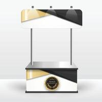 Luxus Produkt Anzeige Zähler schwarz Gold isoliert von das Weiß Hintergrund. Anzeige Tabellen zum Verkauf. Design Illustration. vektor