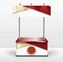 Luxus Produkt Anzeige Zähler rot Gold isoliert von das Weiß Hintergrund. Anzeige Tabellen zum Verkauf. Design Illustration. vektor