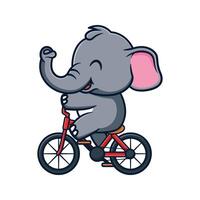 tecknad serie illustration design av en söt och söt elefant spelar cykel vektor