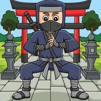 Ninja tun Hand Dichtungen farbig Karikatur vektor