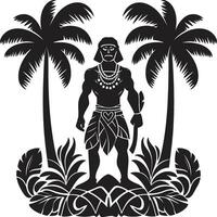 Stammes- Schätze hawaiisch Frau im schwarz polynesisch Schönheit hawaiisch Frau Symbol vektor