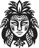 Tiki Göttin Stammes- Frau Grafik Element Stammes- Gelassenheit hawaiisch Frau im schwarz vektor