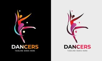 kvinna dansare , man dansare ikon, musikalisk program studio, sporter modern logotyp design prov vektor