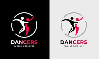 kvinna dansare , man dansare ikon, musikalisk program studio, sporter modern logotyp design prov vektor