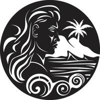 tropisch Ruhe Stammes- Frau Silhouette Pazifik Wesen schwarz Hawaii Stammes- Frau Symbol vektor