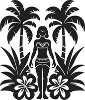 tropisch Wesen Stammes- Frau Symbol ozeanisch Majestät schwarz Stammes- Frau Grafik Element vektor