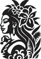 Insel Gelassenheit Stammes- Frau Silhouette Stammes- Erbe schwarz Hawaii Stammes- Frau Symbol vektor