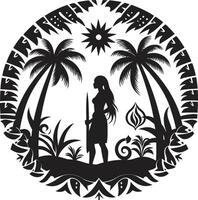 polynesisch Stolz Stammes- Frau Silhouette Insel Ruhe schwarz Hawaii Stammes- Frau Symbol vektor