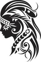 Tiki Wesen schwarz Stammes- Frau ozeanisch Geist hawaiisch Frau Symbol vektor
