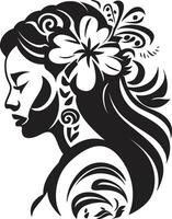 Stammes- Stolz hawaiisch Stammes- Frau Symbol Pazifik Harmonie schwarz Stammes- Frau vektor