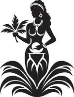 Pazifik Geist schwarz Stammes- Frau Tiki Harmonie Stammes- Frau Silhouette vektor