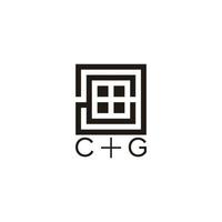 abstrakter Buchstabe cg quadratisches Fenster geometrische Linie Logo Vektor