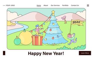 flache Illustration Website-Layout feiern Neujahrsvektor vektor