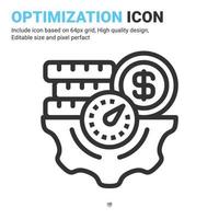 optimering ikon vektor med dispositionsstil isolerad på vit bakgrund. vektor illustration prestanda tecken symbol ikon koncept för företag, finans, industri, företag, appar, webb och projekt