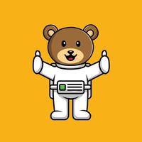 söt astronautbjörn håller hjälm tecknad vektor ikonillustration