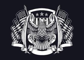 Hand gezeichnet von amerikanisch Adler mit amerikanisch Flagge vektor