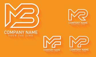 mb, mr, mf, mp, logotypdesign med konturbokstav vektor