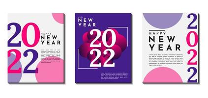 kreatives Konzept-Set des Hintergrundes des neuen Jahres 2022. sehr gut geeignet für Poster, Banner, Cover, Karten, Social Media Posts etc. vektor