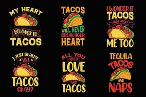 tacos t-shirt citat designpaket vektor