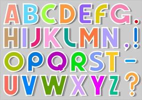 mehrfarbige alphabetaufkleber vektor