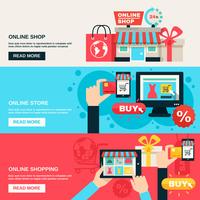 Internet Shopping Flat Banner Set vektor