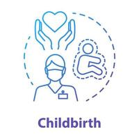 förlossning blå gradient koncept ikon. förlossningsläkare idé tunn linje illustration. graviditet, moderskap, läkare. förlossningsvård, sjukvård. BB. vektor isolerade konturritning
