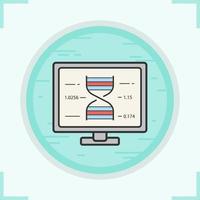 dna forskning färgikon. vetenskap laboratorie dator. vektor isolerade illustration