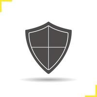 sköld ikon. negativt utrymme. skugga siluett symbol. skydd, säkerhet, försvar, vakt, rustning och säkerhetsemblem. vektor isolerade illustration