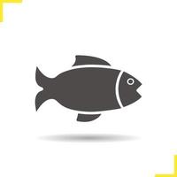 fisk ikon. skuggfiske butik siluett symbol. livsmedelsbutik skaldjur tecken. vektor isolerade illustration